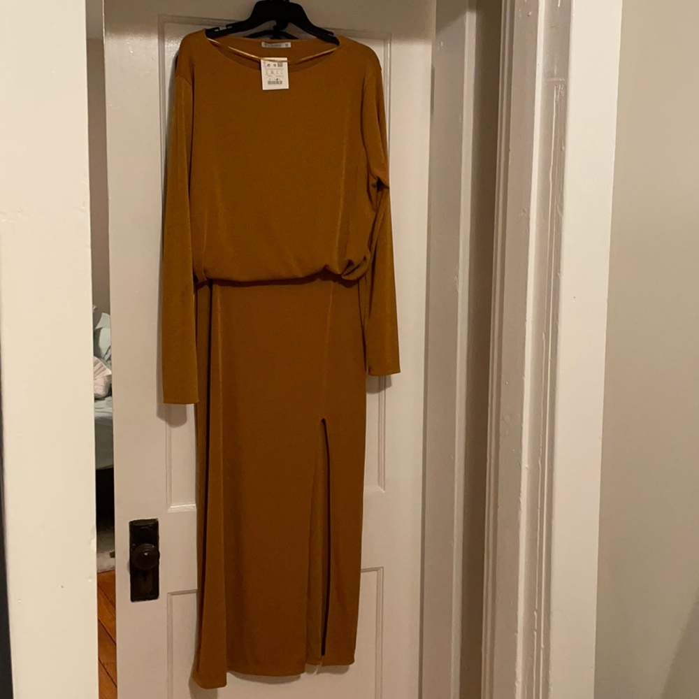 Asos gold dress with slit